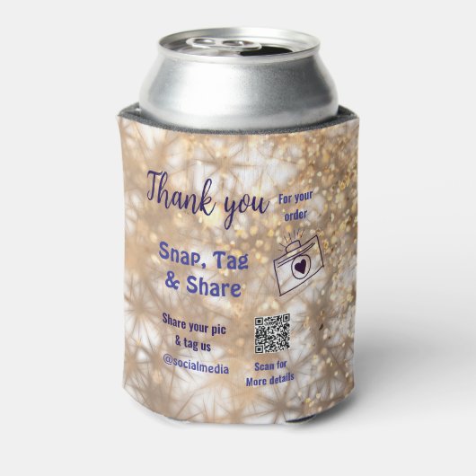 Snap label share social media q r code glitter gol blikjeskoeler (Blikje Achterkant)