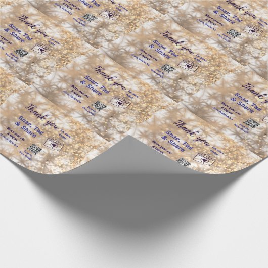 Snap label share social media q r code glitter gol cadeaupapier (Hoek)