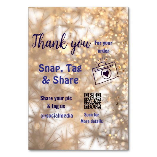 Snap label share social media q r code glitter gol kaart (Voorkant)