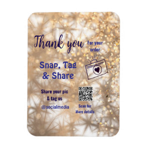 Snap label share social media q r code glitter gol magneet