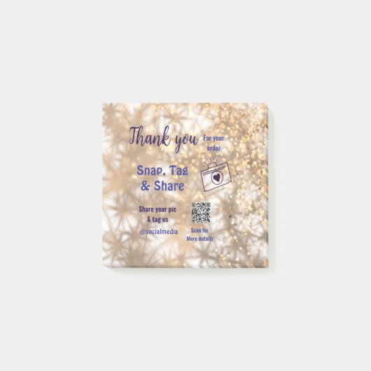Snap label share social media q r code glitter gol post-it® notes (Voorkant)