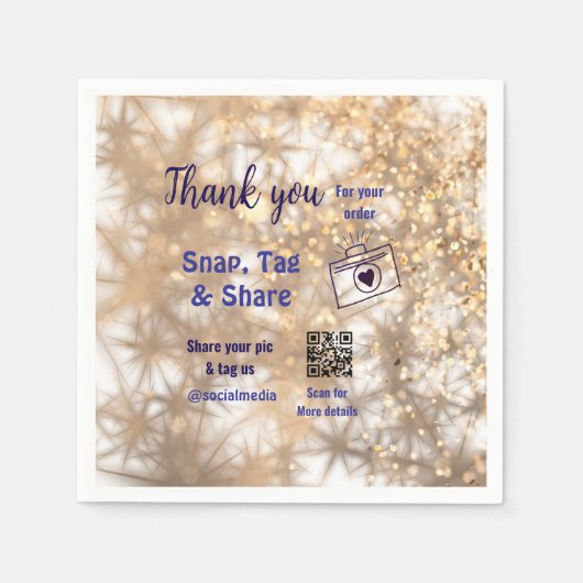 Snap label share social media q r code glitter gol servet (Voorkant)