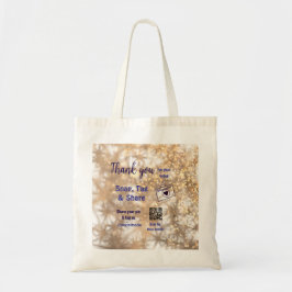 Snap label share social media q r code glitter gol tote bag