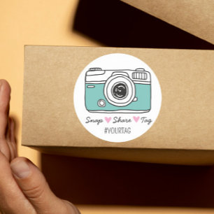 Snap & Share Bedankt sociale media-verpakking  Ronde Sticker