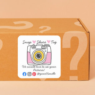 Snap & Share Bedankt sociale media-verpakking  Vierkante Sticker