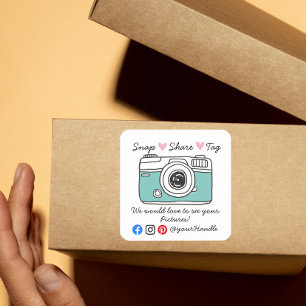 Snap & Share Bedankt sociale media-verpakking  Vierkante Sticker