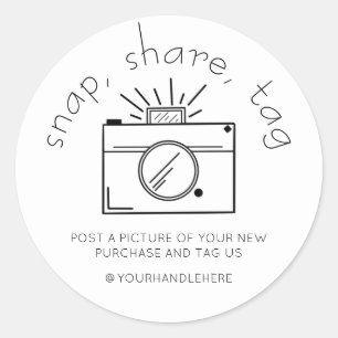 Snap Share Label Eenvoudige camera Social Media Bu