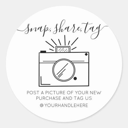 Snap Share Label Eenvoudige camera Social Media Bu (Voorkant)