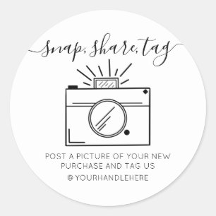 Snap Share Label Eenvoudige camera Social Media Bu