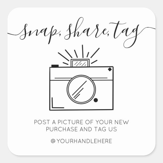 Snap Share Label Eenvoudige camera Social Media Bu (Voorkant)