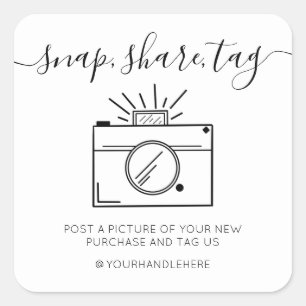 Snap Share Label Eenvoudige camera Social Media Bu