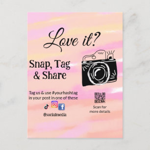 snap tag deel media camera toevoegen socials leuk. briefkaart