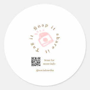 Snap tag deel sociaal media q r code bruin rood ronde sticker
