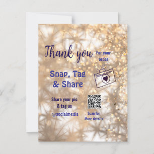 Snap-tag deel sociaal media q r-code glitters goud briefkaart