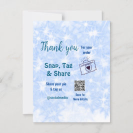 Snap tag deel sociale media q r code glitters blau briefkaart