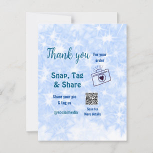 Snap tag deel sociale media q r code glitters blau briefkaart