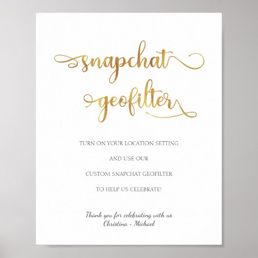 Snapchat geofilter Gold White Weddenschap Poster (Voorkant)