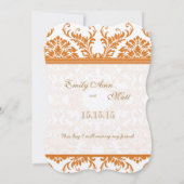 Snapdragon Coral & Ivory Damask Wedding Invite Kaart (Achterkant)