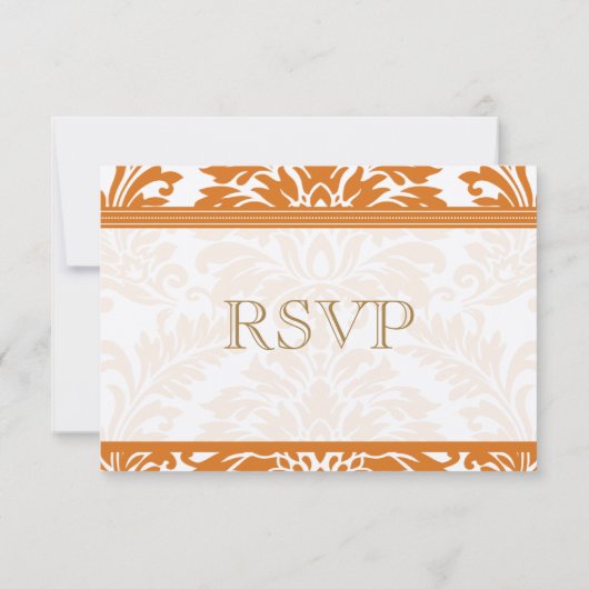 Snapdragon Coral & Ivory Damask Wedding RSVP Kaartje (Achterkant)