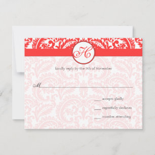 Snapdragon Coral Wedding RSVP Kaartje