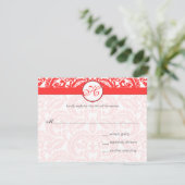 Snapdragon Coral Wedding RSVP Kaartje (Staand voorkant)