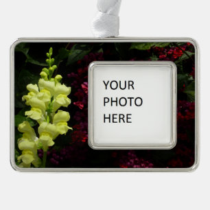 Snapdragon en Pagode Bloemen Kleurrijke Bloemen Verzilverd Omlijst Ornament