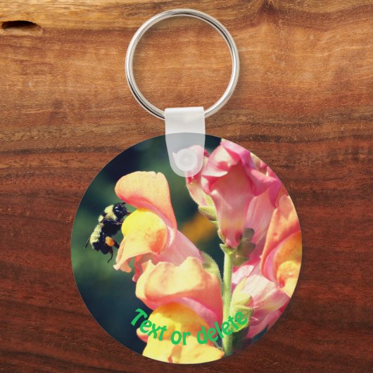 Snapdragon Flower and Bumble bee Personalized Sleutelhanger (Achterkant)