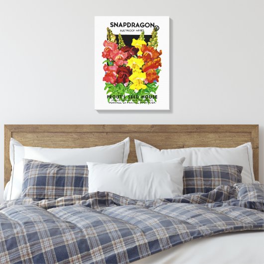Snapdragon Seed Packet Canvas Afdruk (Insitu (Slaapkamer))