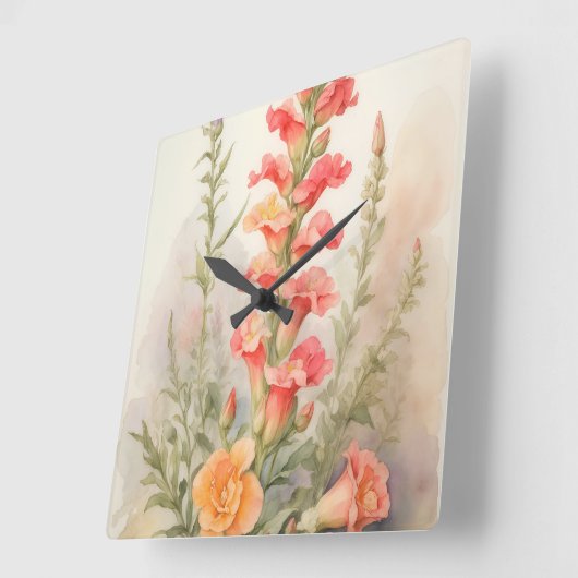 Snapdragon Splendor Vierkante Klok (Hoek)