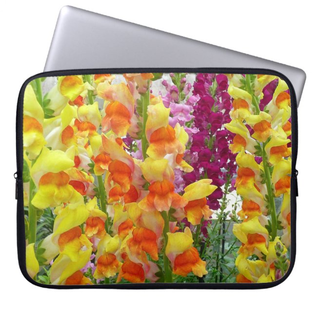 Snapdragons Colorful Floral Laptop Sleeve (Voorkant)