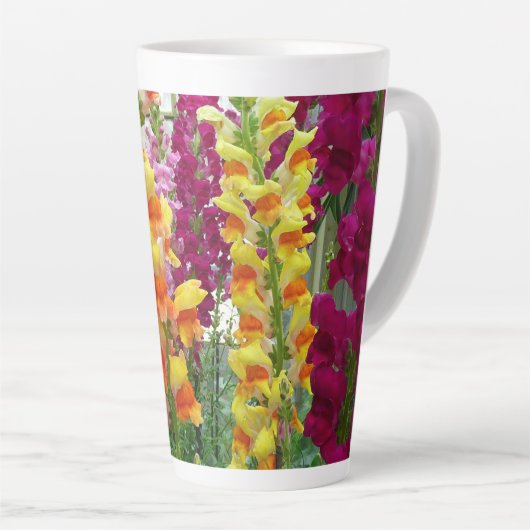 Snapdragons Colorful Floral Latte Mok (Rechterhoek)