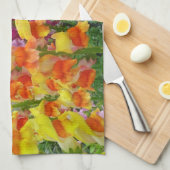 Snapdragons Colorful Floral Theedoek (Quarter Fold)