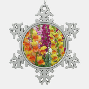 Snapdragons Colorful Floral Tin Sneeuwvlok Ornament