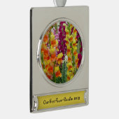 Snapdragons Colorful Floral Verzilverd Banner Ornament (Rechts)