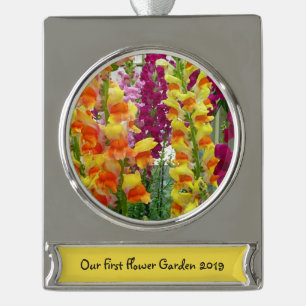 Snapdragons Colorful Floral Verzilverd Banner Ornament
