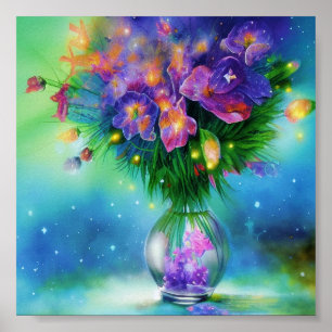 Snapdragons vase inkt en waterkunst poster