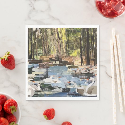 Snappapier "Swans on the River" met Willowcatdesig Servet (Insitu)
