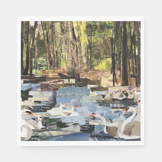 Snappapier "Swans on the River" met Willowcatdesig Servet (Voorkant)