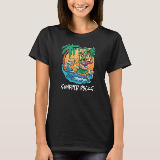 Snapper Rocks Australia Palm Tree Surfing Beach Va T-shirt (Voorkant)