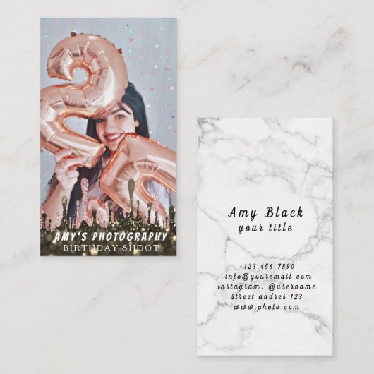 Snapping Special Moments Verjaardagsfotograaf Visitekaartje (Voorkant / Achterkant)