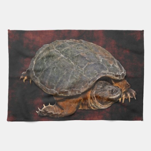 Snapping Turtle Terrapin-lover Gift Theedoek (Horizontaal)