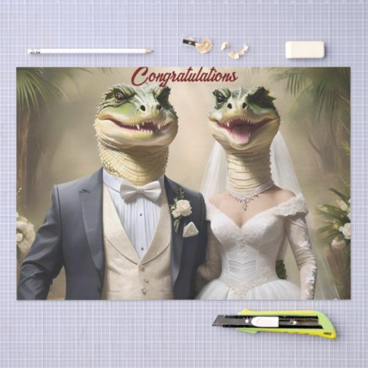 Snapping Up Love: een krokodillenhuwelijk Tissuepapier (Craft)