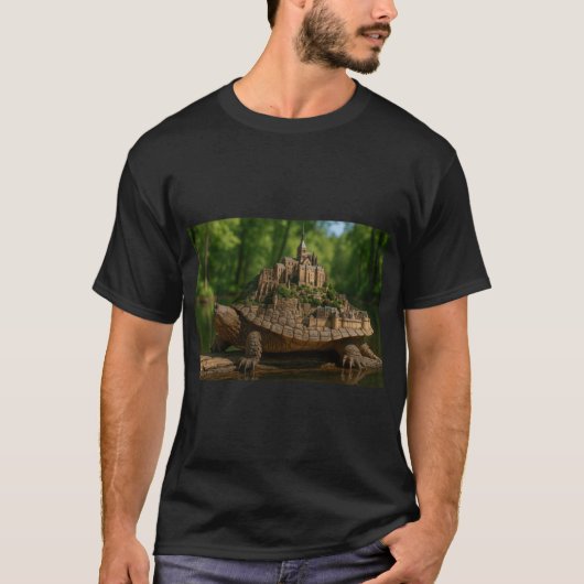 Snappingurtle met Le MontSaintMichel Shell retro T-shirt (Voorkant)