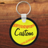 Snappitch Softball Black of Custom Color & Text Sleutelhanger (Achterkant)