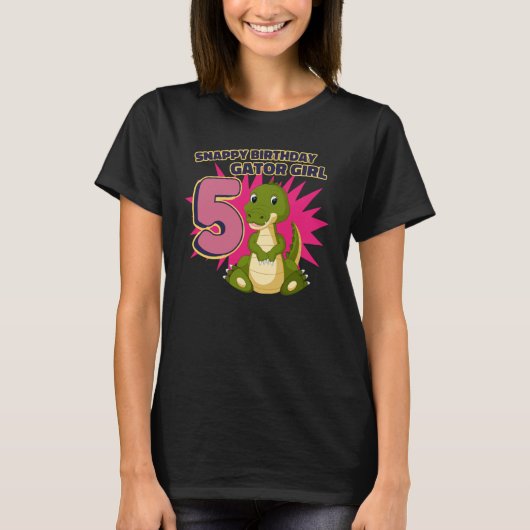 Snappy 5th Birthday Gator Girl T-shirt (Voorkant)