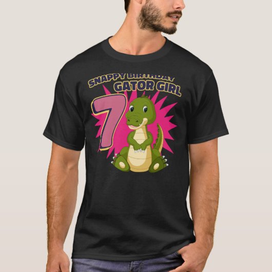 Snappy 7th Birthday Gator Girl T-shirt (Voorkant)