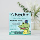 Snappy Birthday Crocodile Birthday Uitnodiging (Staand voorkant)