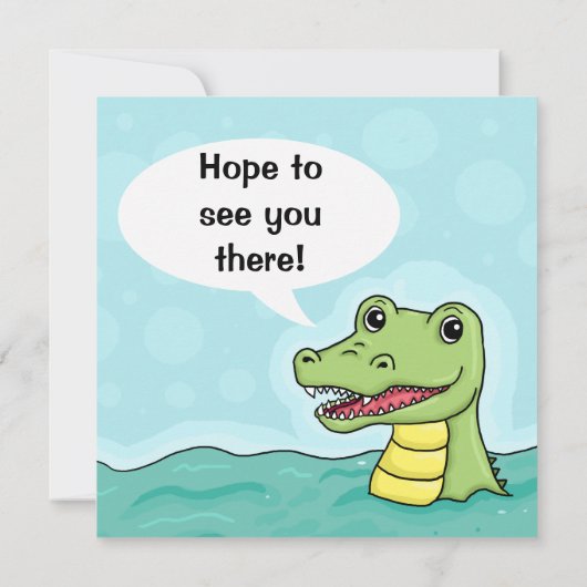 Snappy Birthday Crocodile Birthday Uitnodiging (Achterkant)