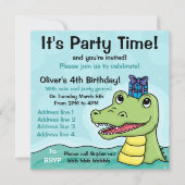 Snappy Birthday Crocodile Birthday Uitnodiging (Voorkant)