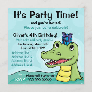 Snappy Birthday Crocodile Birthday Uitnodiging